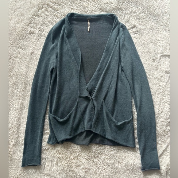 Free People Sweaters - Free People Teal Wool Blend Cardigan Sweater